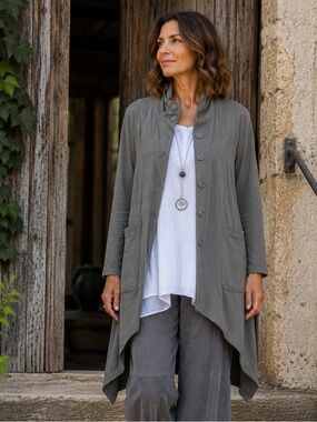 Cut Loose Asymmetrical Cardigan Jacket Large Lagenlook Artsy Minimalist Comfy